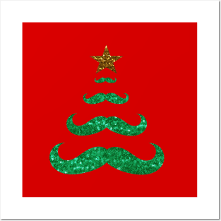 mustache christmas tree Posters and Art